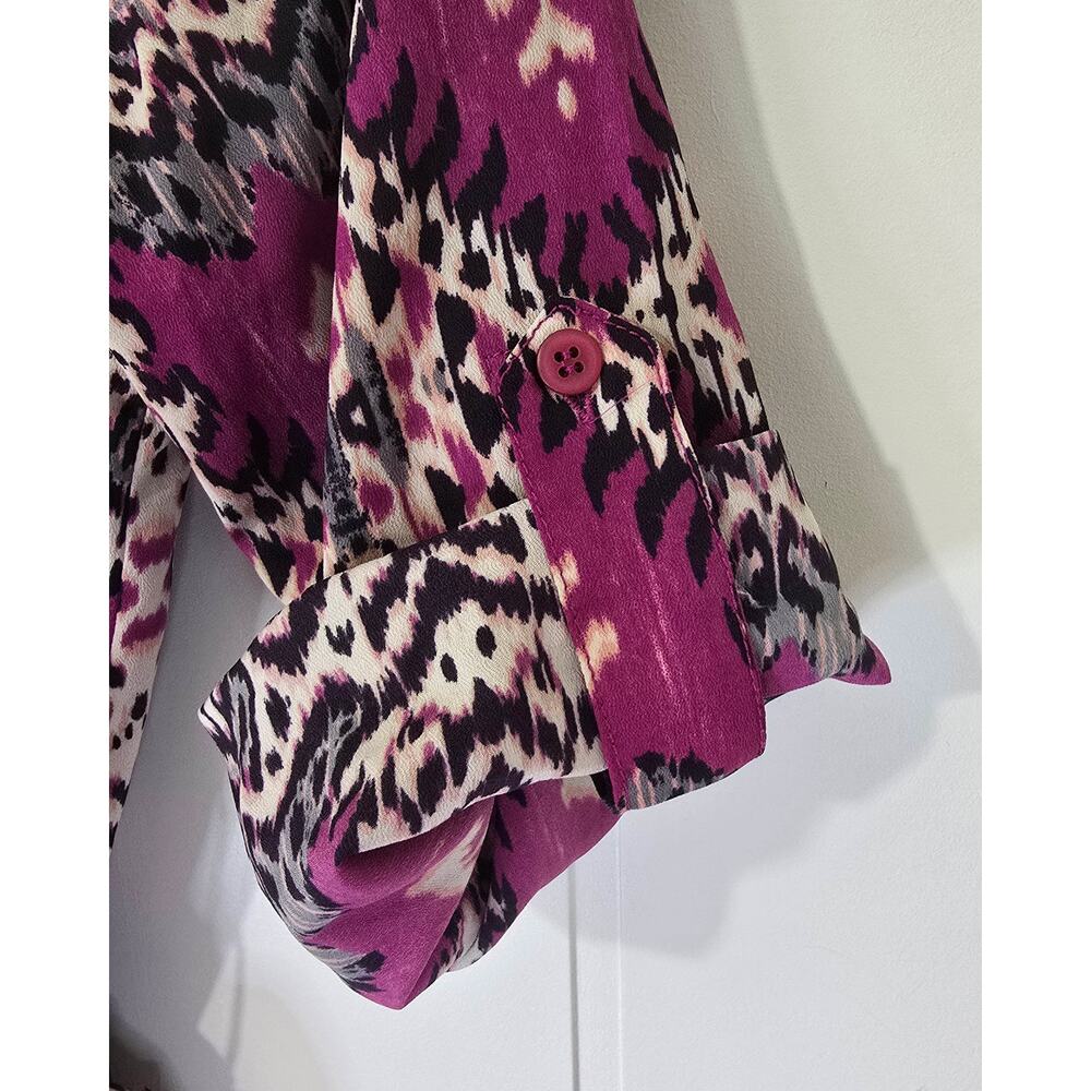 Maeve Ikat Purple Shirt Dress Workwear Belt Roll Tab Sleeve Size XS - Picture 7 of 10